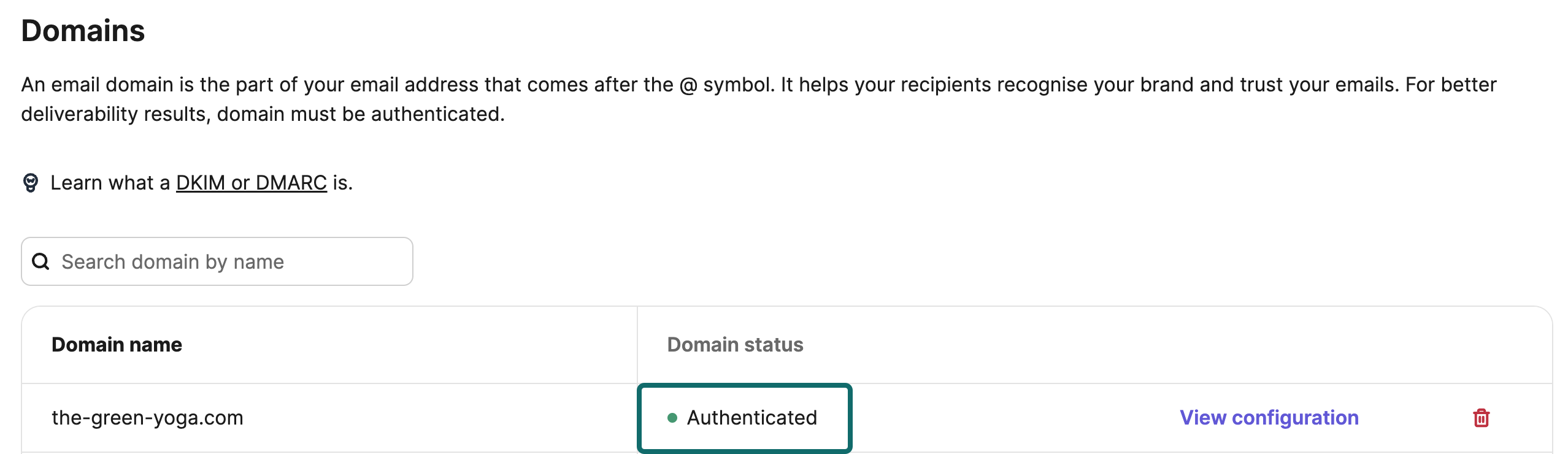 Brevo domain authenticated status