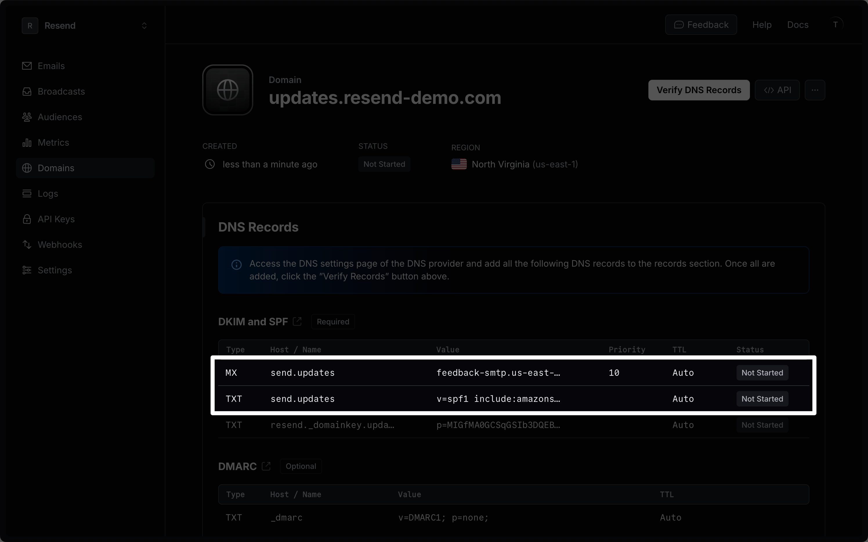Resend SPF record